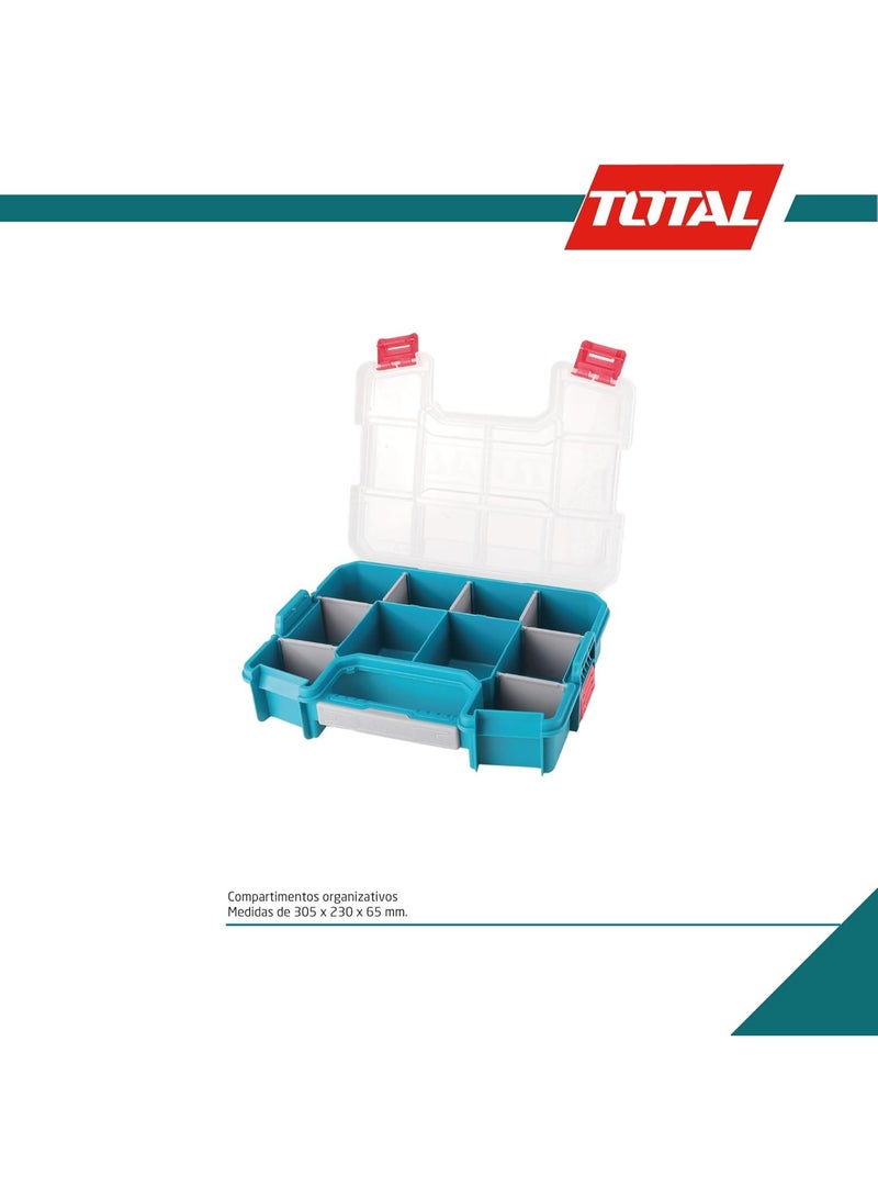 توتال صندوق أدوات بلاستيكي منظم مقاس 12 بوصة بمقبض حمل - علبة تخزين محمولة شديدة التحمل للمسامير والبراغي والأدوات المعدنية والحرف اليدوية والقطع الصغيرة - منظم أدوات متين متعدد الأقسام - Image 4